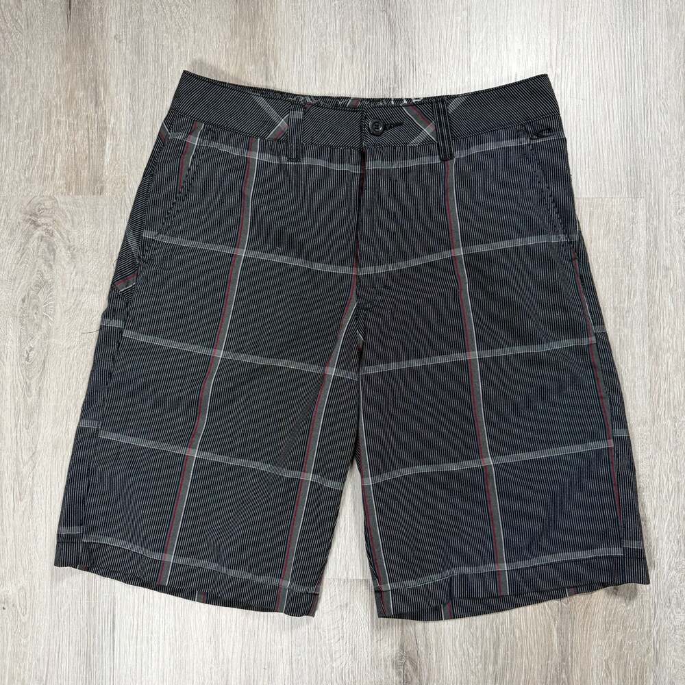 O'Neill Men's Black and Gray Plaid Walking Shorts